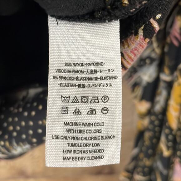 Free People Last Time Print Top In Black Combo Dramatic Bell Sleeve Size Small - Picture 10 of 12